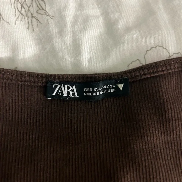 ZARA women’s brown ruched crop top - Picture 2 of 2